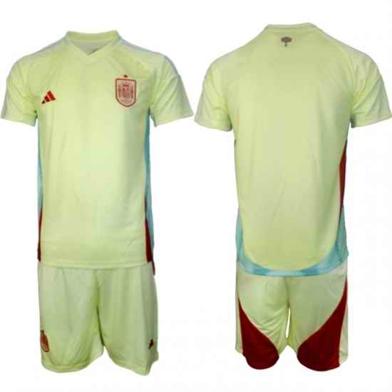 Men Spain Team Blank 2024 25 Yellow Away Soccer Jersey Suit